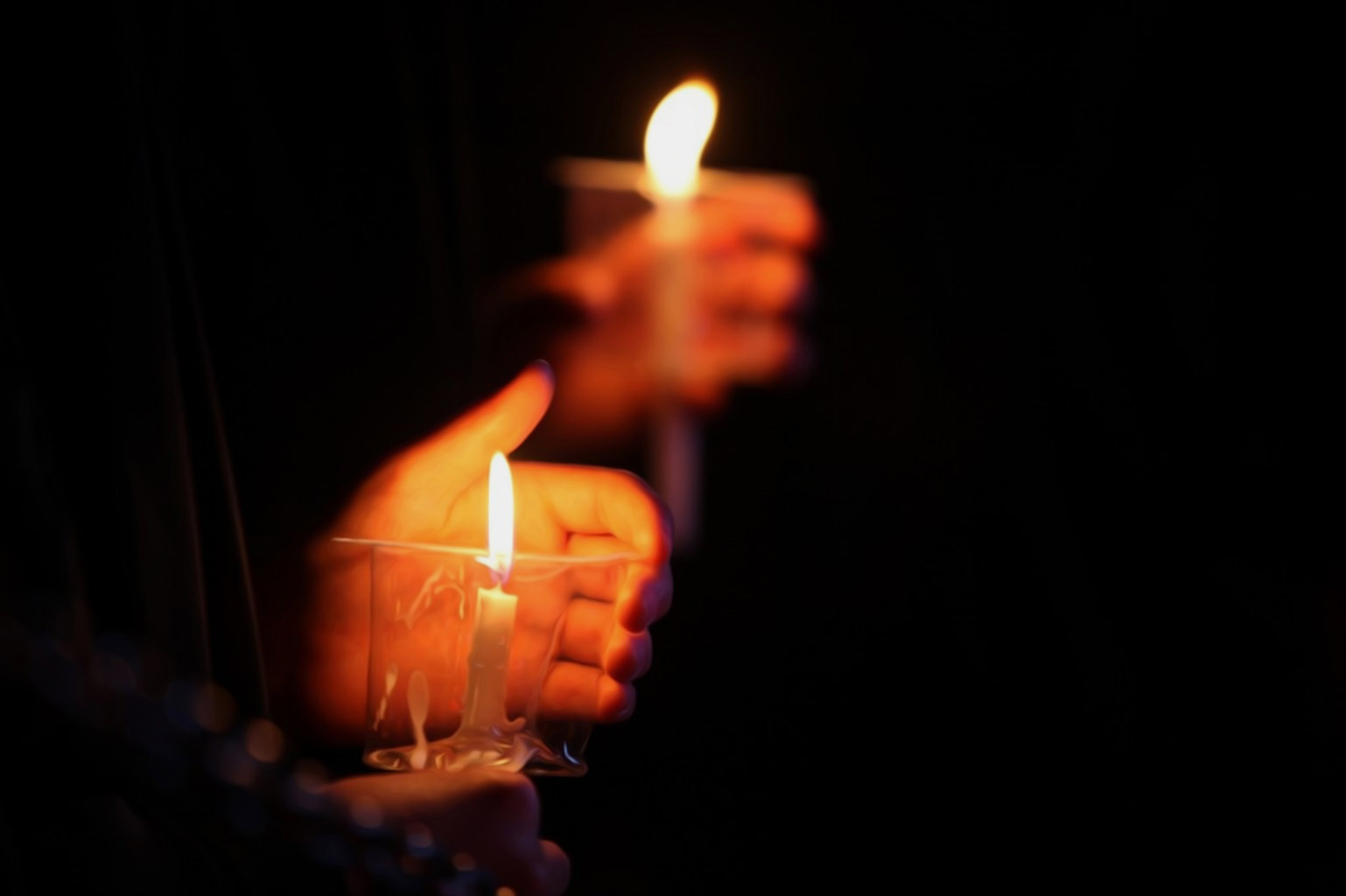 Lighting candles for mourning